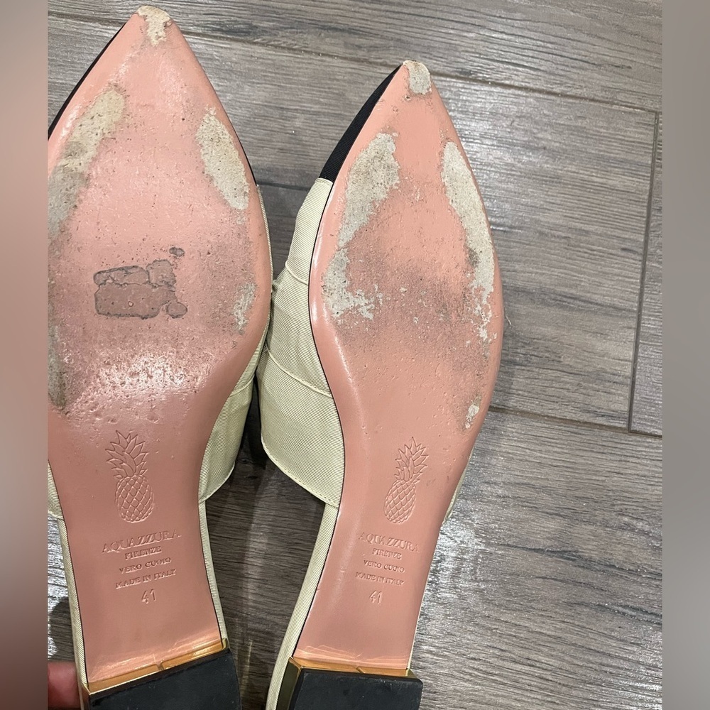 [41/10] AQUAZZURA Mondaine Knotted Flat Mules - Picture 6 of 9